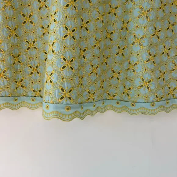 Saloni NWT Jesse Broderie Embroidered Hourglass Cotton Dress in Duckegg Citrine - Picture 6 of 16